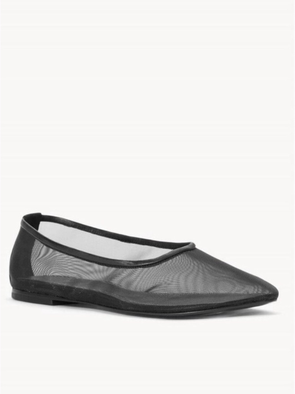 STAUD Black Mesh Pointed Ballet Flat